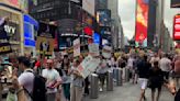 Writers and Actors Protest in Times Square