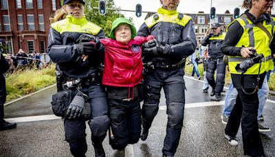 Greta Thunberg taken away by police in Netherlands