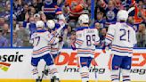 Oilers rookie James Hamblin celebrates 1st NHL goal with tribute to late mother