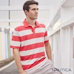 Nautica 男裝 經典撞色條紋開襟短袖POLO衫-紅白