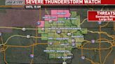 Storms possible north early on Monday, Severe Thunderstorm Watch issued