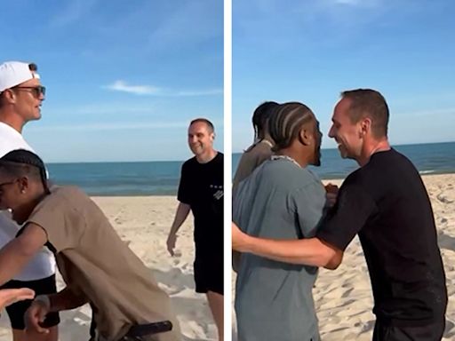 Tom Brady, Travis Scott & More Play Football at Pre-White Party Beach Hang