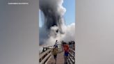 Surprise blast of rock, water and steam sends dozens running for safety in Yellowstone