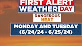 First Alert Weather Day: Triple digit heat index expected again Monday, rain possible Wednesday