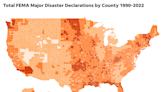 An Oklahoma county tops the list of most disasters in the country since 1990