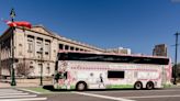 A giant pink bus is hosting tea parties while giving tours of Philly
