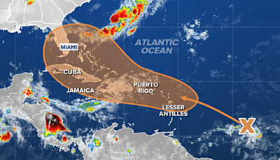 Atlantic disturbance could become tropical depression or storm and track toward Florida this week