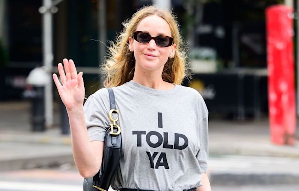 Jennifer Lawrence Elevates Zendaya's $330 "I Told Ya" T-Shirt Like Only She Can