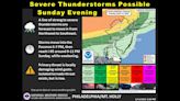 Severe thunderstorms possible in Lehigh Valley on Sunday night; damaging winds possible