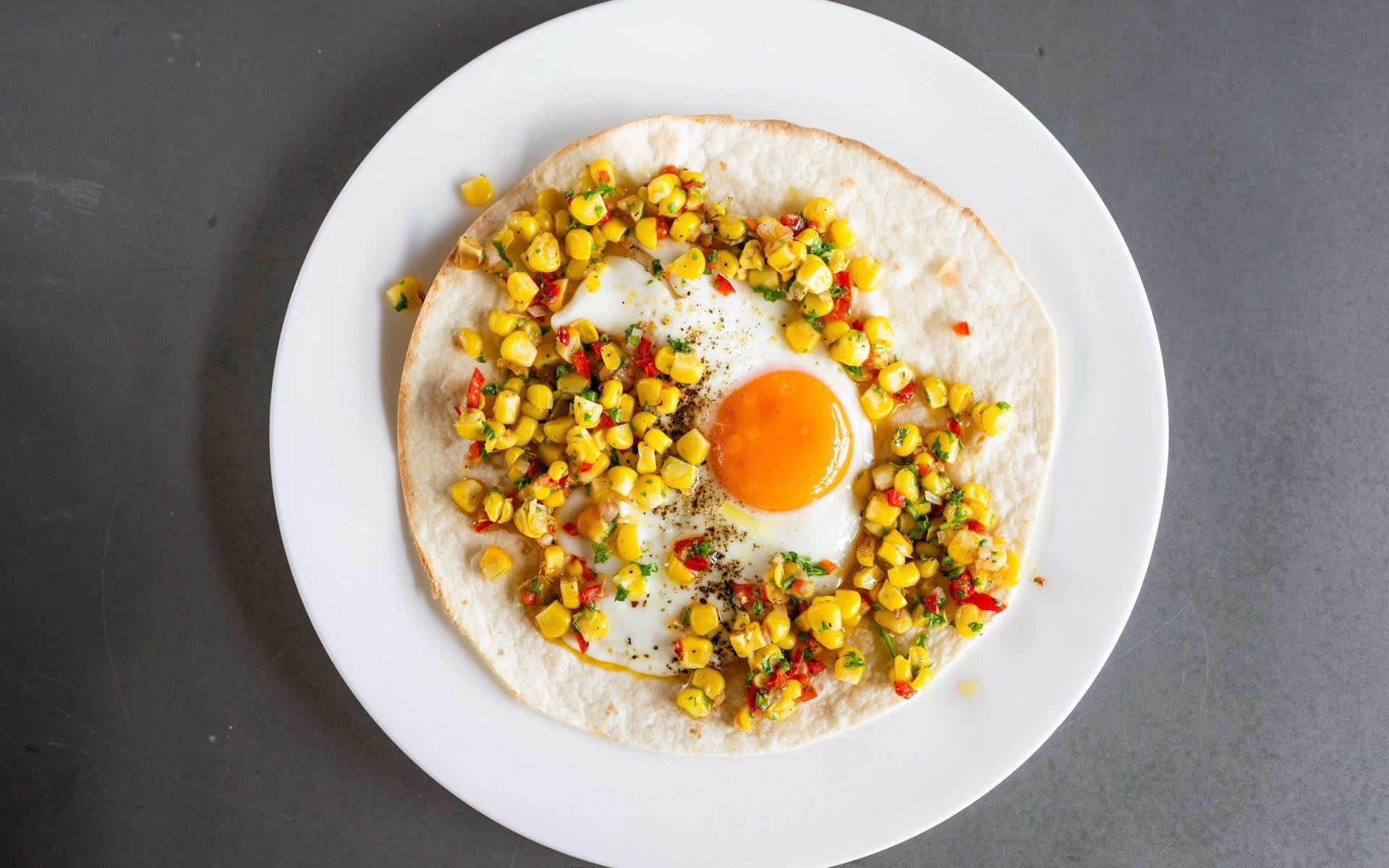 Tortilla with corn salsa