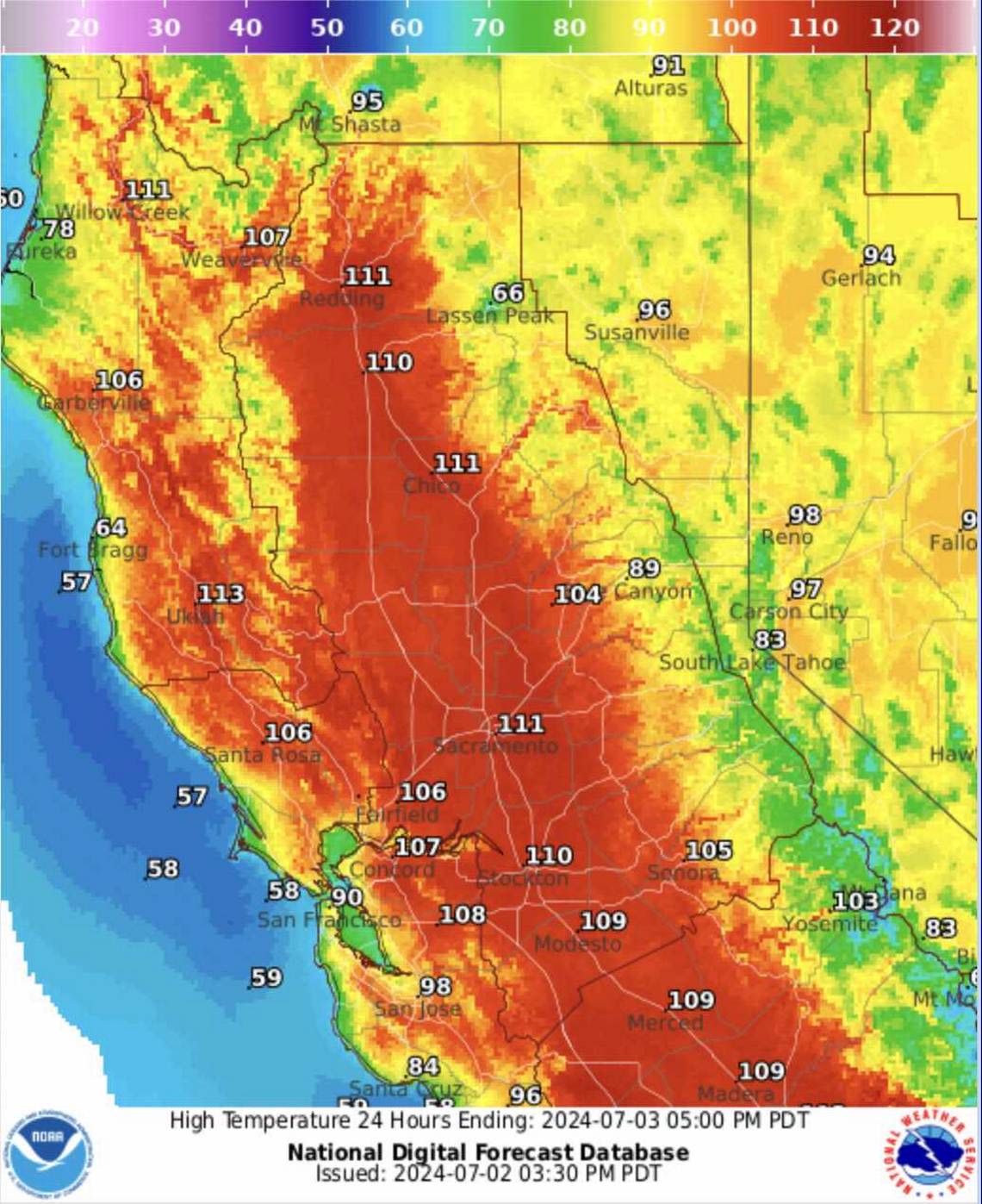 With Sacramento scorching, these weather maps show scale of Northern California heat wave