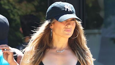 Jennifer Lopez Hits the Gym in Abs-Baring Crop Top and Glitzy Bling — Including a 'Jennifer' Nameplate Necklace