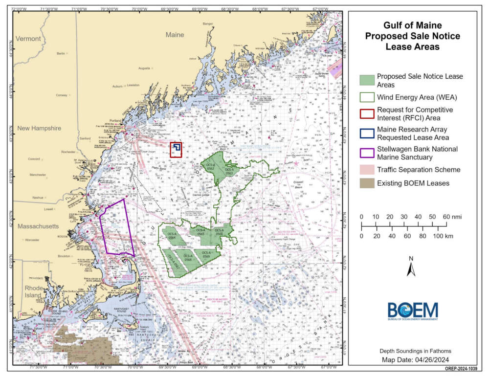 8 areas in the Gulf of Maine chosen as possible lease sites for commercial offshore wind