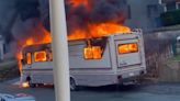 Horrifying moment family's RV bursts into flames