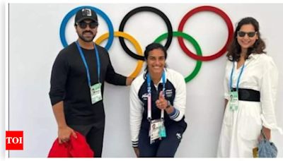 Ram Charan and Upasana strike a pose with PV Sindhu at Paris Olympics 2024; 'You are a true rockstar' - See photo | - Times of India