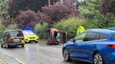 Driver hospitalised after car rolls on 30 miles-per-hour city road