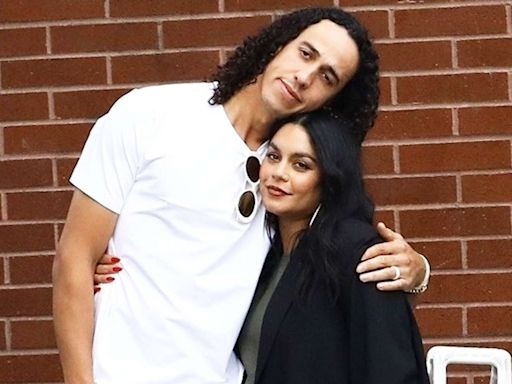 Pregnant Vanessa Hudgens Wears Tight Green Maxi Dress, Cuddles Up to Husband Cole Tucker on Date Night