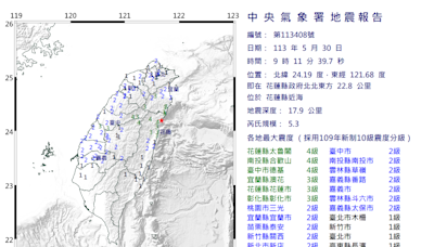 早上兩起強震規模5以上！氣象署︰0403花蓮地震餘震