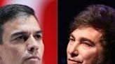 Pedro Sanchez (L) withdrew Madrid's ambassador to Buenos Aires after Argentina President Javier Milei refused to apologise for calling his wife 'corrupt'