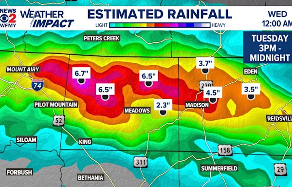 How much rain fell in North Carolina with this storm?