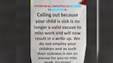 Company Memo Says "Child's Sickness Not An Excuse To Miss Work", Sparks Outrage