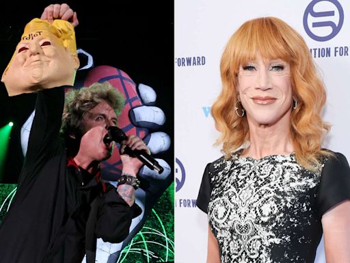 Green Day singer Billie Joe Armstrong holds Donald Trump mask at concert, Kathy Griffin reacts: 'I see you'