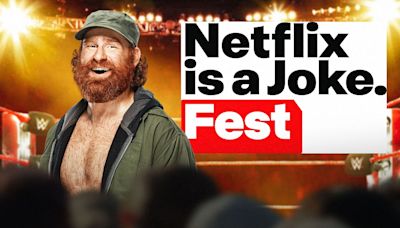 Sami Zayn battles Johnny Knoxville with a little help from Becky Lynch at Netflix is a Joke Fest