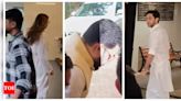 Abhishek Bachchan visits Sajid Khan to offer him condolences sans Aishwarya Rai; Shweta and Agastya Nanda join - WATCH videos | - Times of India