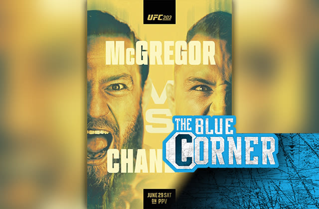 Conor McGregor vs. Michael Chandler UFC 303 poster features yellow yelling faces