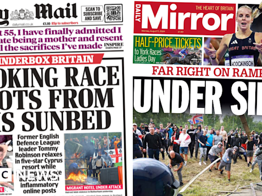 Newspaper headlines: 'Far right rampage' and 'Robinson in Cyprus'