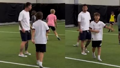 Video: Messi se divirtió con Thiago y otros niños antes de sumarse a la Selección