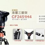 【王冠攝影社】CAYER 卡宴 CF2451H4 碳纖維 4節 三腳架 H4 液壓雲台 倒拍/可單腳/省力扳扣