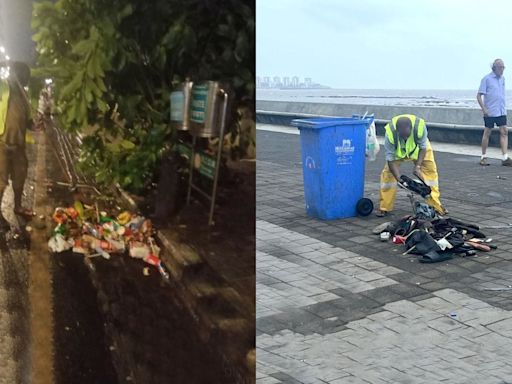 Celebrations Over, Cleaning Litter At Marine Drive Takes Entire Night