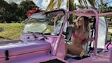 'Just chicks!': Paulina Gretzky poses in a pink Jeep with ducklings