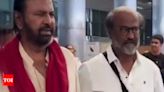 Mohan Babu receives Rajinikanth at the Hyderabad airport as the 'Jailer' actor arrives for the 'Coolie' shoot - Times of India