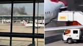 Huge truck fire breaks out next to British Airways plane at Heathrow Airport