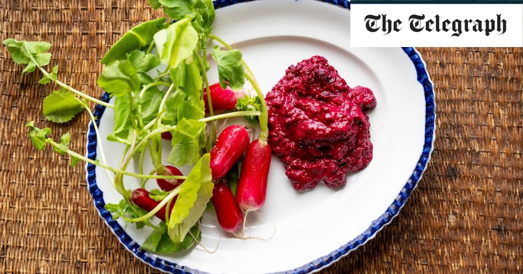Whipped beetroot dip with radishes recipe