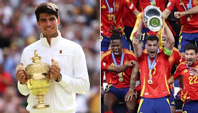 Spain revels in golden Sunday as Carlos Alcaraz and men’s football team emerge victorious