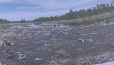 Lake disappearing after dam breaks in northeastern Minnesota