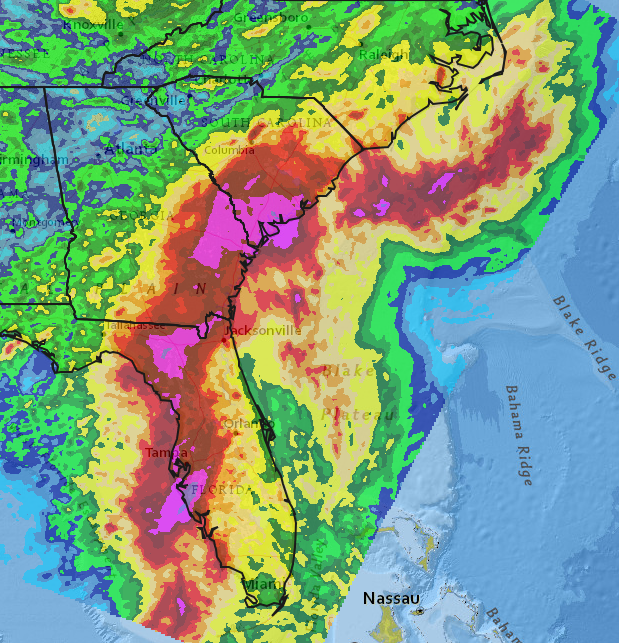 Tropical Storm Debby rainfall totals for SC, Georgia, NC through Thursday morning, Aug. 8