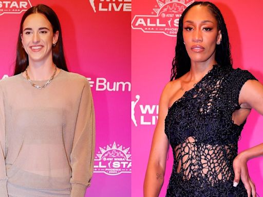 Caitlin Clark Goes Sheer in Armani Dress, A’ja Wilson Wraps Into See-through LBD and More WNBA All-Star...