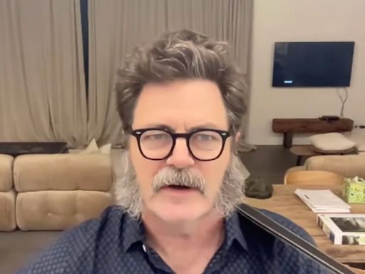 Nick Offerman lampoons ‘spray-tanned tool’ Donald Trump and JD Vance with parody song
