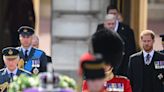 Striking photos show Prince Harry and Prince William with King Charles and other royals as they walk behind the Queen's coffin in London