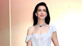 Anne Hathaway Glams Up a Gap Shirt Dress With Bulgari Jewelry