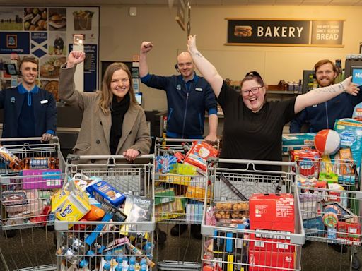 Georgina goes wild in the aisles as 'supermarket sweep' challenge returns to Aberdeen Aldi