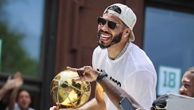 LOOK: Celtics star Jayson Tatum takes shot at Miami Heat to kick off Boston's wild championship parade