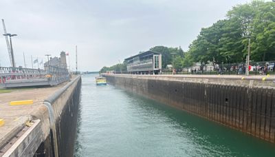 Concrete demolition in progress at Soo Locks, noise expected 6 days a week