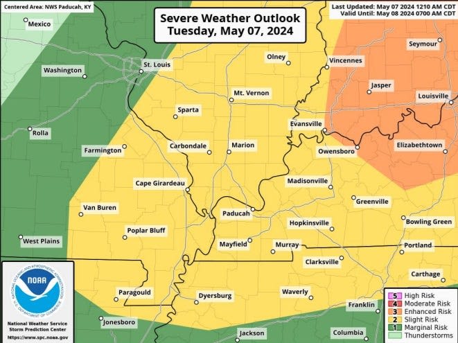 NWS updates severe weather forecast for Tuesday, Wednesday