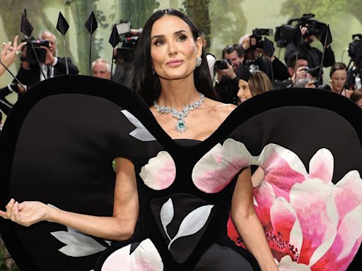 Demi Moore Wows in Dress Made Out of Wallpaper to Met Gala 2024