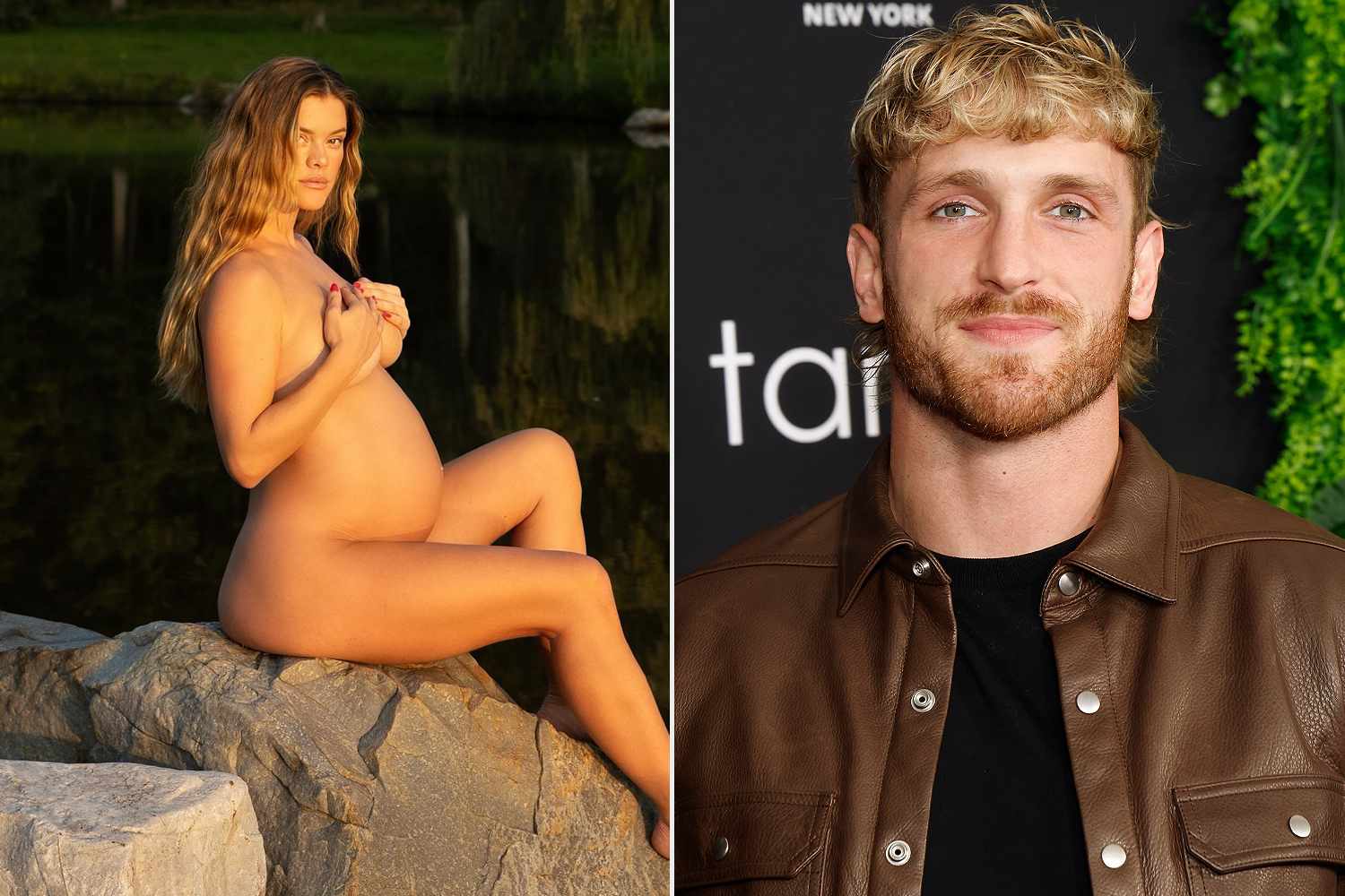 Logan Paul Snaps Nude Photos of Pregnant Fiancée Nina Agdal as She Poses Lakeside with Baby Bump on Display: 'My Muse'